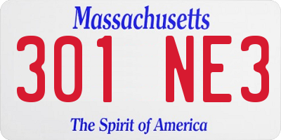 MA license plate 301NE3