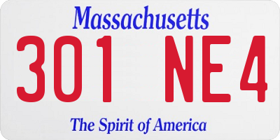 MA license plate 301NE4