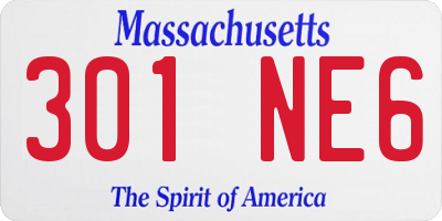 MA license plate 301NE6