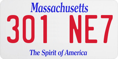 MA license plate 301NE7