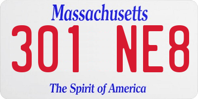 MA license plate 301NE8