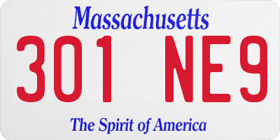 MA license plate 301NE9
