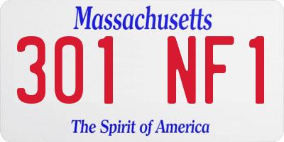 MA license plate 301NF1