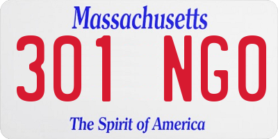 MA license plate 301NG0