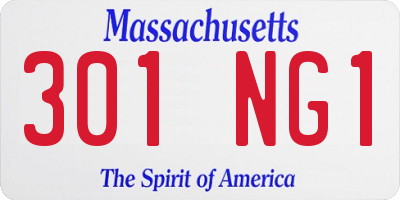 MA license plate 301NG1