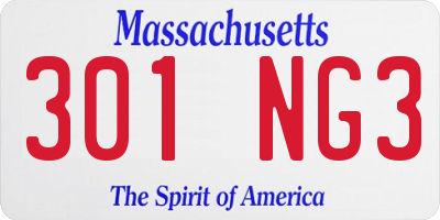 MA license plate 301NG3
