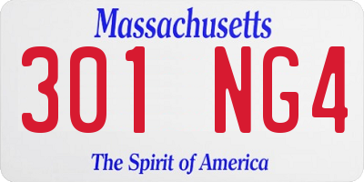 MA license plate 301NG4