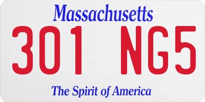 MA license plate 301NG5