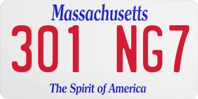 MA license plate 301NG7