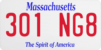 MA license plate 301NG8