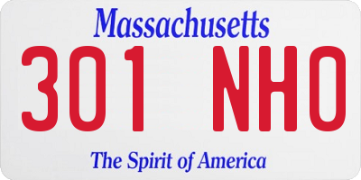MA license plate 301NH0