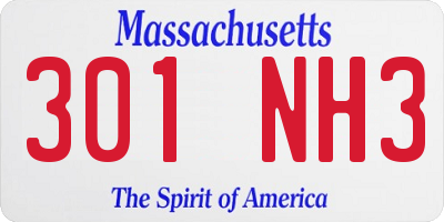 MA license plate 301NH3
