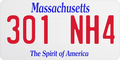 MA license plate 301NH4