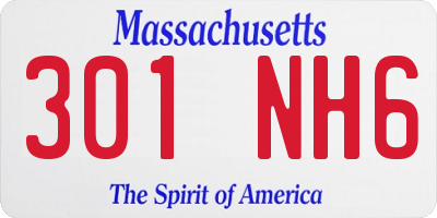 MA license plate 301NH6