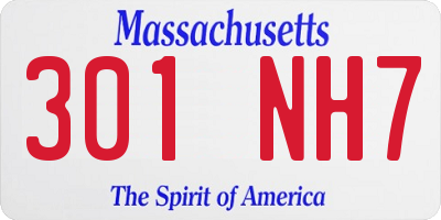 MA license plate 301NH7