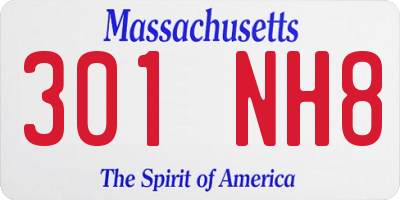 MA license plate 301NH8