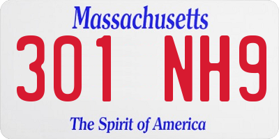 MA license plate 301NH9