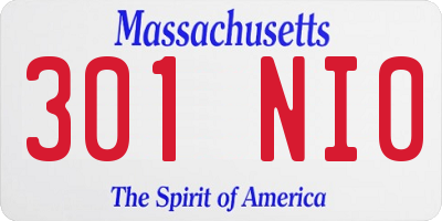 MA license plate 301NI0