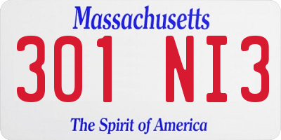 MA license plate 301NI3