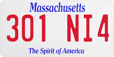 MA license plate 301NI4