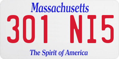 MA license plate 301NI5