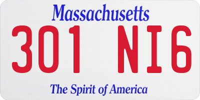 MA license plate 301NI6