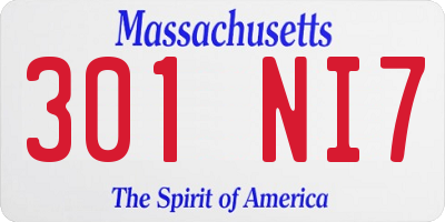 MA license plate 301NI7