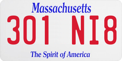 MA license plate 301NI8