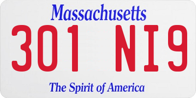 MA license plate 301NI9