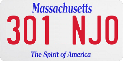 MA license plate 301NJ0