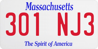 MA license plate 301NJ3
