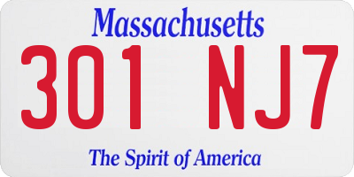 MA license plate 301NJ7