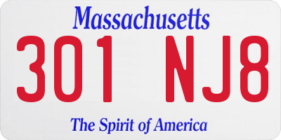 MA license plate 301NJ8