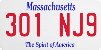 MA license plate 301NJ9