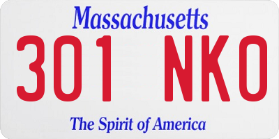 MA license plate 301NK0