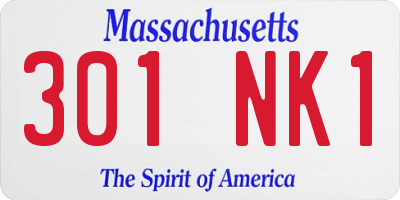 MA license plate 301NK1
