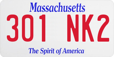 MA license plate 301NK2
