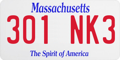 MA license plate 301NK3