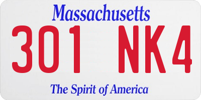 MA license plate 301NK4