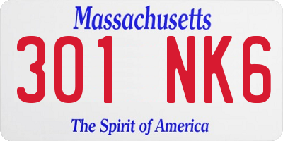 MA license plate 301NK6