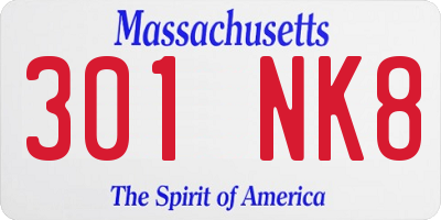 MA license plate 301NK8