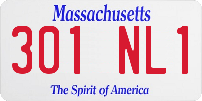 MA license plate 301NL1