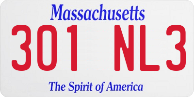 MA license plate 301NL3