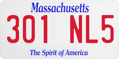 MA license plate 301NL5