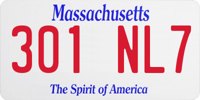 MA license plate 301NL7