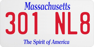 MA license plate 301NL8