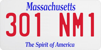 MA license plate 301NM1