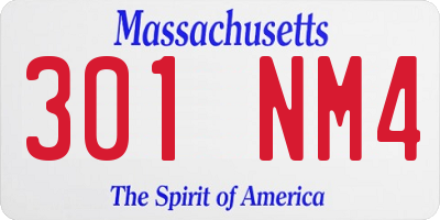 MA license plate 301NM4