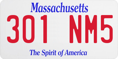 MA license plate 301NM5