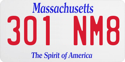 MA license plate 301NM8